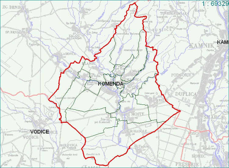 Komenda - zemljevid